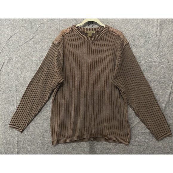 Xtreme Extreme Gear XG Ribbed Sweater Mens XL Brown Shoulder Patch Y2K Skate VTG - Picture 1 of 6
